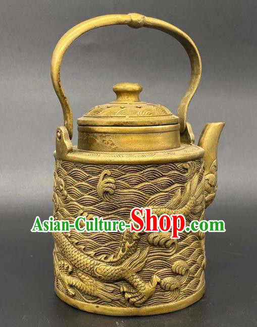 andmade Chinese Carving Dragon Teapot Ornaments Traditional Brass Kettle Accessories andmade Chinese Carving Dragon Teapot Ornaments Traditional Brass Kettle Accessories
