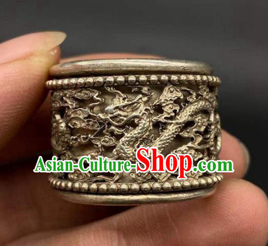 China National Silver Carving Dragon Ring Handmade Jewelry Accessories Traditional Thimble Circlet China National Silver Carving Dragon Ring Handmade Jewelry Accessories Traditional Thimble Circlet