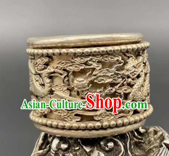 China National Silver Carving Dragon Ring Handmade Jewelry Accessories Traditional Thimble Circlet China National Silver Carving Dragon Ring Handmade Jewelry Accessories Traditional Thimble Circlet