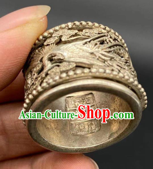 China National Silver Carving Dragon Ring Handmade Jewelry Accessories Traditional Thimble Circlet China National Silver Carving Dragon Ring Handmade Jewelry Accessories Traditional Thimble Circlet