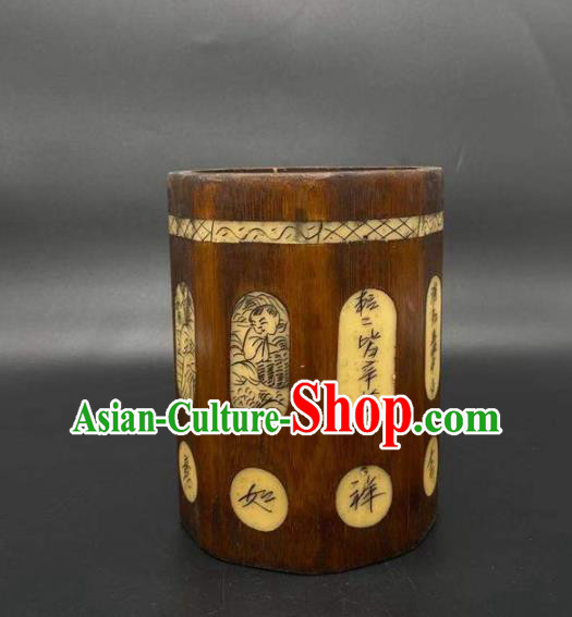 China Traditional Bamboo Brush Pot Handmade Tubular Penrack China Traditional Bamboo Brush Pot Handmade Tubular Penrack