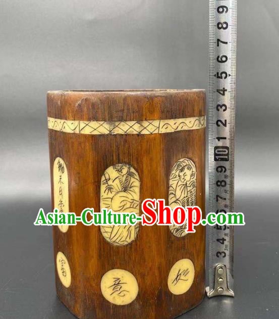 China Traditional Bamboo Brush Pot Handmade Tubular Penrack China Traditional Bamboo Brush Pot Handmade Tubular Penrack