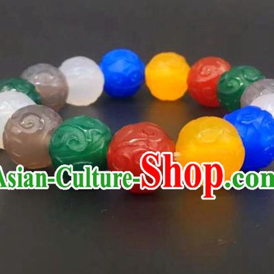 China National Colorful Beads Bracelet Handmade Jewelry Accessories Traditional Agate Bangle