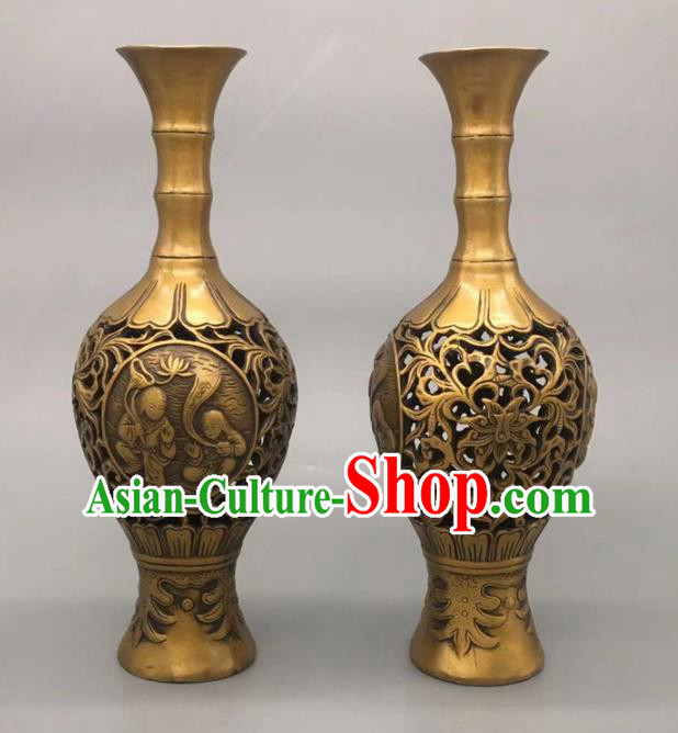Handmade Chinese Carving Kids Flower Jardiniere Ornaments Brass Vase Accessories Handmade Chinese Carving Kids Flower Jardiniere Ornaments Brass Vase Accessories