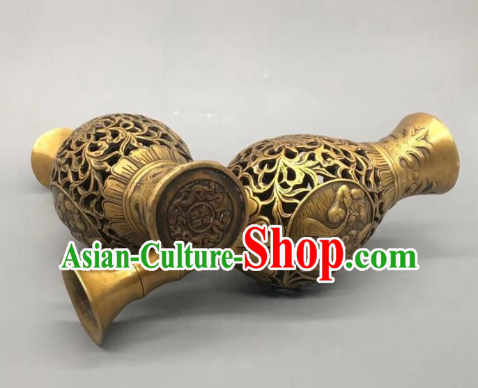 Handmade Chinese Carving Kids Flower Jardiniere Ornaments Brass Vase Accessoriesa Handmade Chinese Carving Kids Flower Jardiniere Ornaments Brass Vase Accessoriesa
