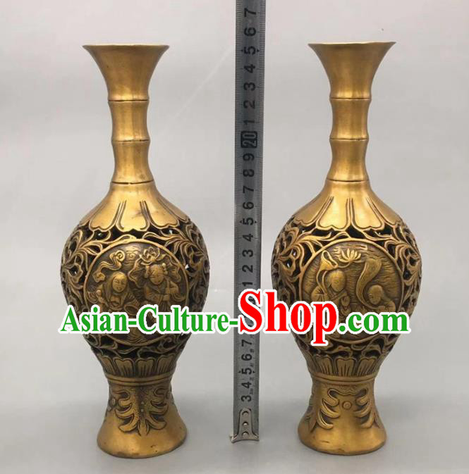 Handmade Chinese Carving Kids Flower Jardiniere Ornaments Brass Vase Accessories Handmade Chinese Carving Kids Flower Jardiniere Ornaments Brass Vase Accessories
