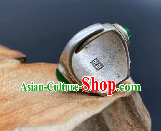 China Handmade Silver Jewelry Accessories Traditional Chrysoprase Thimble Circlet National Agate Ring China Handmade Silver Jewelry Accessories Traditional Chrysoprase Thimble Circlet National Agate Ring