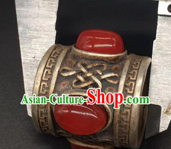 China National Agate Ring Traditional Silver Circlet Thimble Handmade Jewelry Accessories China National Agate Ring Traditional Silver Circlet Thimble Handmade Jewelry Accessories