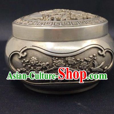 Handmade Chinese Carving Plum Blossom Censer Ornaments Traditional Brass Incense Burner Cupronickel Accessories
