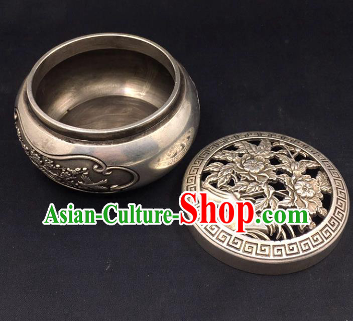 Handmade Chinese Carving Plum Blossom Censer Ornaments Traditional Brass Incense Burner Cupronickel Accessories Handmade Chinese Carving Plum Blossom Censer Ornaments Traditional Brass Incense Burner Cupronickel Accessories