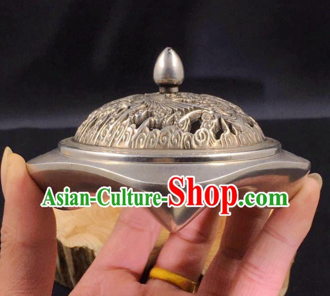 Handmade Chinese Traditional Brass Incense Burner Cupronickel Accessories Carving Dragon Phoenix Censer Ornaments Handmade Chinese Traditional Brass Incense Burner Cupronickel Accessories Carving Dragon Phoenix Censer Ornaments