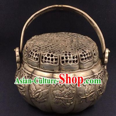Handmade Chinese Carving Butterfly Censer Ornaments Traditional Brass Accessories Cupronickel Handwarmer