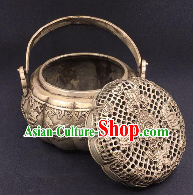 Handmade Chinese Carving Butterfly Censer Ornaments Traditional Brass Accessories Cupronickel Handwarmer Handmade Chinese Carving Butterfly Censer Ornaments Traditional Brass Accessories Cupronickel Handwarmer