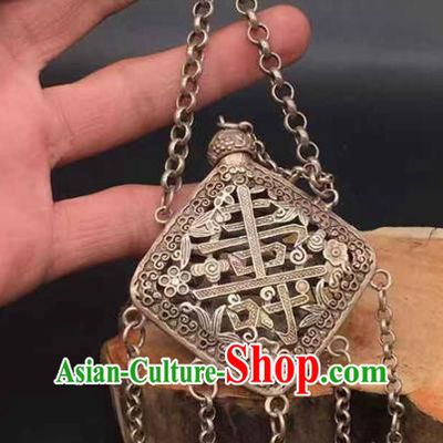Chinese Handmade Bells Tassel Brooch Classical Ethnic Accessories National Silver Carving Sachet Pendant Jewelry