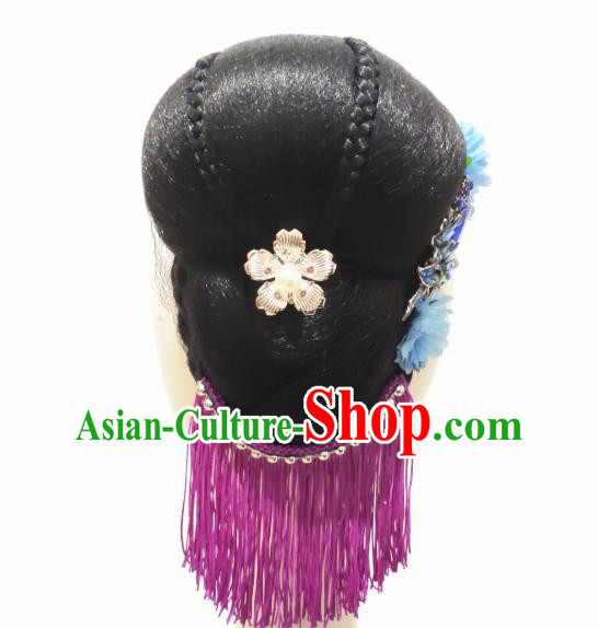China Traditional Umbrella Dance Wig Chignon Classical Dance Hair Accessories China Traditional Umbrella Dance Wig Chignon Classical Dance Hair Accessories