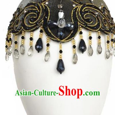 Traditional China Folk Dance Headwear Classical Dance Hair Accessories Black Tassel Top Hat