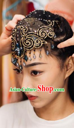 Traditional China Folk Dance Headwear Classical Dance Hair Accessories Black Tassel Top Hat Traditional China Folk Dance Headwear Classical Dance Hair Accessories Black Tassel Top Hat
