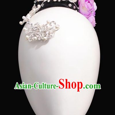 Traditional China Classical Dance Headwear Handmade Stage Show Hair Accessories Wig Chignon