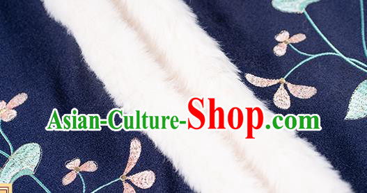 China Traditional Ming Dynasty Historical Clothing Ancient Nobility Lady Hanfu Embroidered Navy Cloak China Traditional Ming Dynasty Historical Clothing Ancient Nobility Lady Hanfu Embroidered Navy Cloak