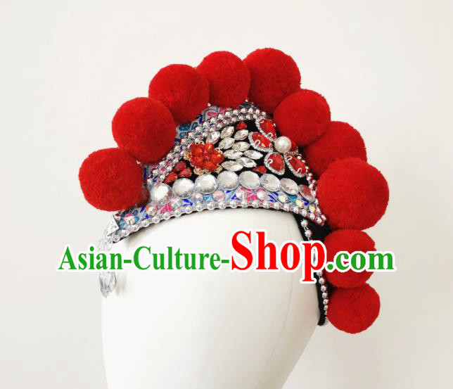 China Folk Dance Hair Accessories Traditional Yi Ethnic Red Cockscomb Hat China Folk Dance Hair Accessories Traditional Yi Ethnic Red Cockscomb Hat