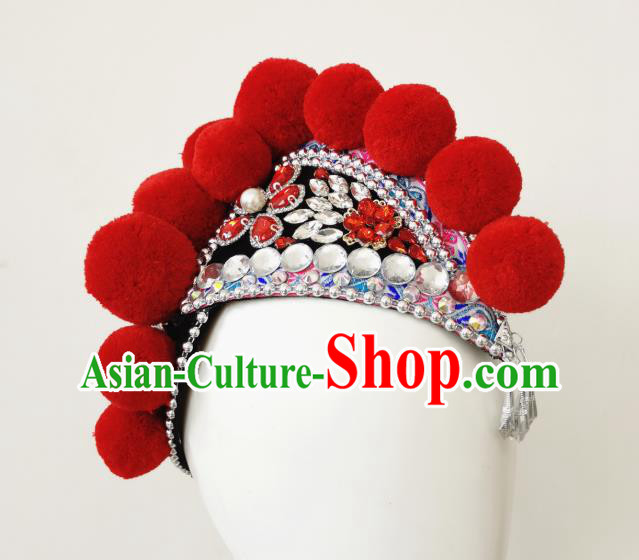 China Folk Dance Hair Accessories Traditional Yi Ethnic Red Cockscomb Hat China Folk Dance Hair Accessories Traditional Yi Ethnic Red Cockscomb Hat