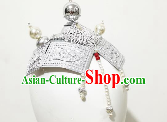 China Ethnic Folk Dance Hair Accessories Traditional Mongol Nationality Argent Hat China Ethnic Folk Dance Hair Accessories Traditional Mongol Nationality Argent Hat