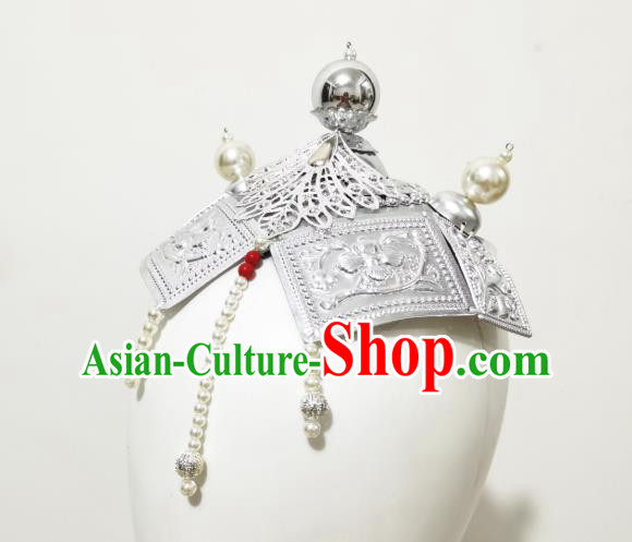 China Ethnic Folk Dance Hair Accessories Traditional Mongol Nationality Argent Hat China Ethnic Folk Dance Hair Accessories Traditional Mongol Nationality Argent Hat