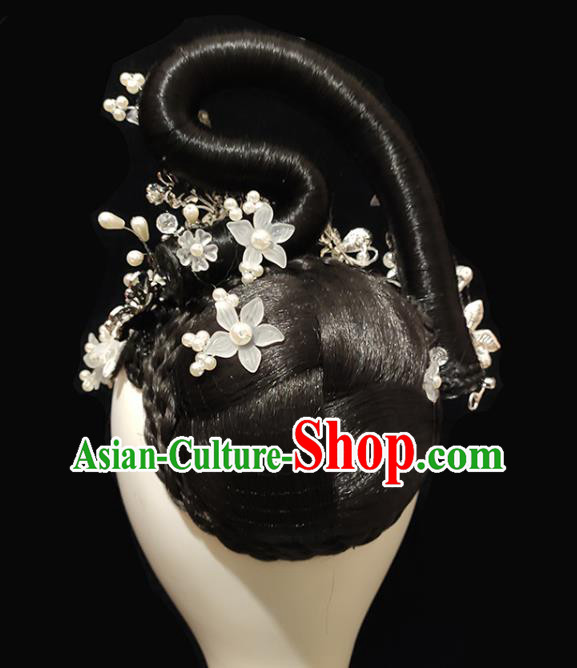 China Classical Dance Hair Accessories Traditional Umbrella Dance Wig Chignon China Classical Dance Hair Accessories Traditional Umbrella Dance Wig Chignon