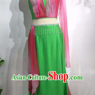 China Dai Ethnic Women Folk Dance Green Outfits Traditional Dai Nationality Peacock Dance Clothing