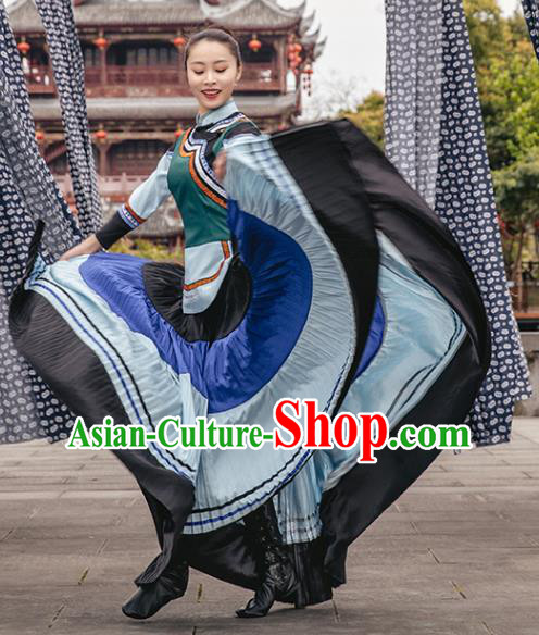 China Traditional Yi Nationality Folk Dance Clothing Ethnic Women Dance Outfits China Traditional Yi Nationality Folk Dance Clothing Ethnic Women Dance Outfits