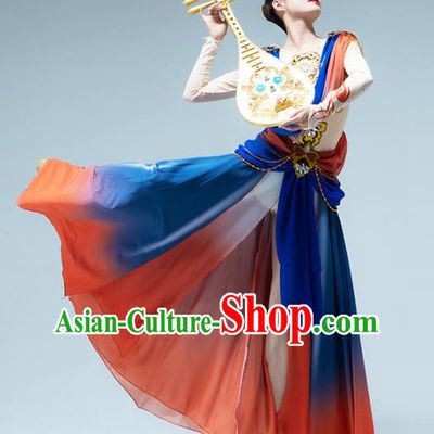 Traditional China Classical Dance Outfits Flying Apsaras Group Dance Stage Show Costume