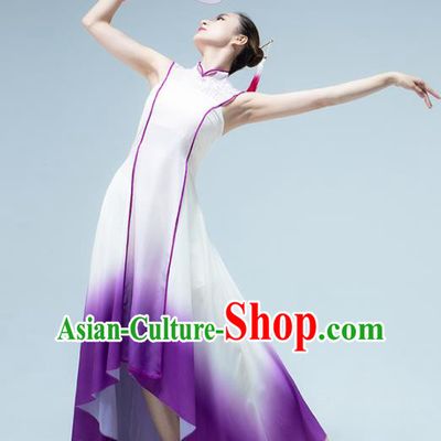Traditional China Woman Fan Dance Costume Classical Dance Stage Show Dress