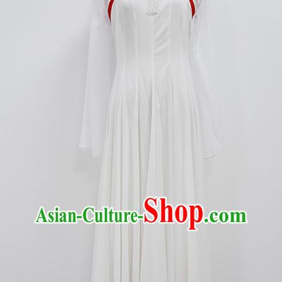 Traditional China Classical Dance White Dress Tang Dynasty Dance Stage Show Costume