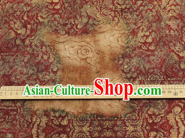 Chinese Royal Clouds Pattern Dark Red Brocade Traditional Cheongsam Silk Fabric Gambiered Guangdong Gauze Chinese Royal Clouds Pattern Dark Red Brocade Traditional Cheongsam Silk Fabric Gambiered Guangdong Gauze