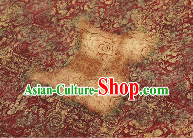 Chinese Royal Clouds Pattern Dark Red Brocade Traditional Cheongsam Silk Fabric Gambiered Guangdong Gauze Chinese Royal Clouds Pattern Dark Red Brocade Traditional Cheongsam Silk Fabric Gambiered Guangdong Gauze
