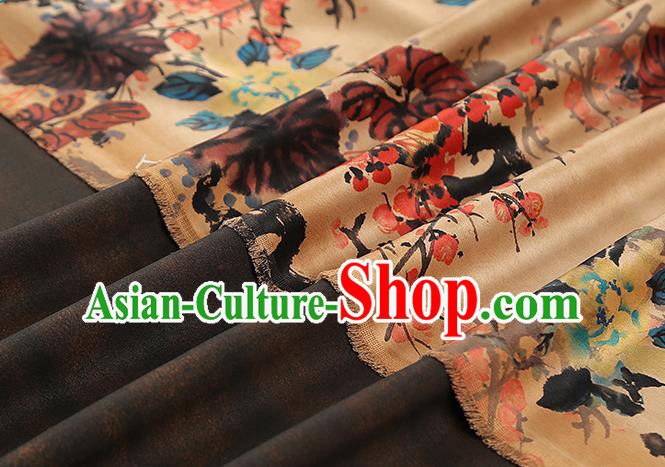 Chinese Traditional Ginger Silk Fabric Gambiered Guangdong Gauze Royal Plum Blossom Pattern Cheongsam Drapery Chinese Traditional Ginger Silk Fabric Gambiered Guangdong Gauze Royal Plum Blossom Pattern Cheongsam Drapery
