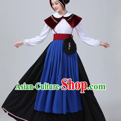 European Retro Country Woman Clothing Netherlands Stage Performance Dance Dress