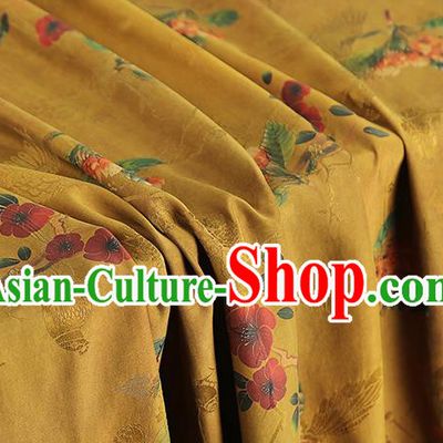 Chinese Ginger Brocade Cloth Drapery Gambiered Guangdong Gauze Traditional Cheongsam Royal Flowers Butterfly Pattern Silk Fabric