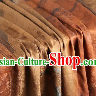 Chinese Classical Flying Goddess Pattern Gambiered Guangdong Gauze Drapery Brocade Cloth Traditional Cheongsam Ginger Silk Fabric