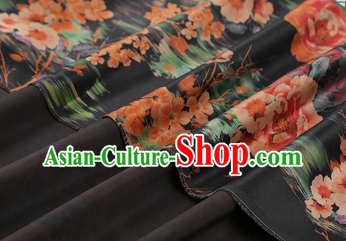 Chinese Traditional Black Brocade Drapery Cheongsam Silk Fabric Classical Roses Pattern Gambiered Guangdong Gauze Chinese Traditional Black Brocade Drapery Cheongsam Silk Fabric Classical Roses Pattern Gambiered Guangdong Gauze