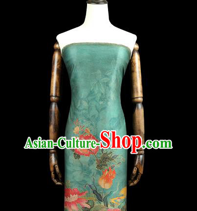 Chinese Traditional Cheongsam Green Silk Drapery Classical Peony Pattern Brocade Fabric Gambiered Guangdong Gauze Chinese Traditional Cheongsam Green Silk Drapery Classical Peony Pattern Brocade Fabric Gambiered Guangdong Gauze