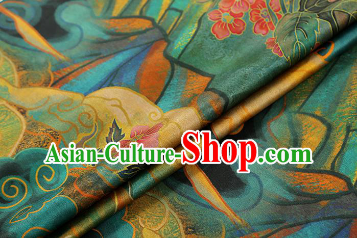 Chinese Traditional Cheongsam Green Silk Drapery Classical Peony Pattern Brocade Fabric Gambiered Guangdong Gauze Chinese Traditional Cheongsam Green Silk Drapery Classical Peony Pattern Brocade Fabric Gambiered Guangdong Gauze