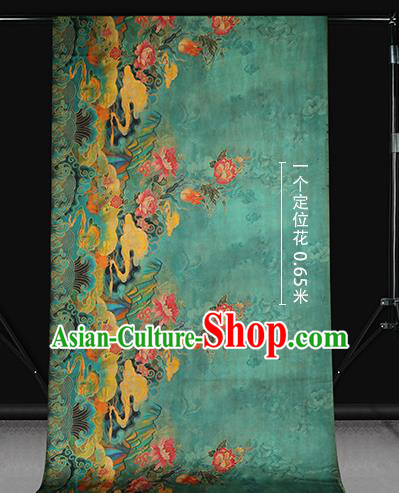 Chinese Traditional Cheongsam Green Silk Drapery Classical Peony Pattern Brocade Fabric Gambiered Guangdong Gauze Chinese Traditional Cheongsam Green Silk Drapery Classical Peony Pattern Brocade Fabric Gambiered Guangdong Gauze