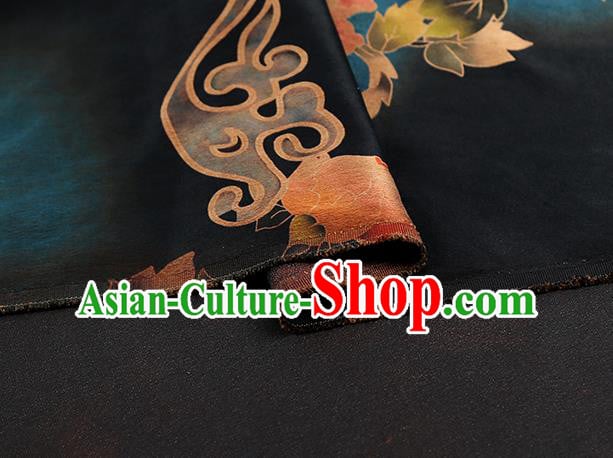 Chinese Traditional Gambiered Guangdong Gauze Cheongsam Silk Drapery Classical Peony Pattern Navy Brocade Fabric Chinese Traditional Gambiered Guangdong Gauze Cheongsam Silk Drapery Classical Peony Pattern Navy Brocade Fabric