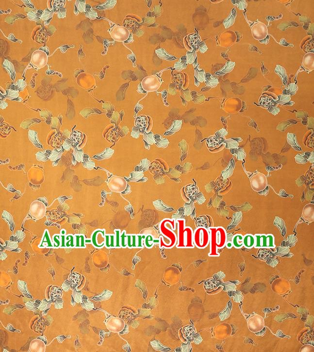 Chinese Traditional Orange Gambiered Guangdong Gauze Cheongsam Silk Drapery Classical Persimmon Pattern Brocade Fabric Chinese Traditional Orange Gambiered Guangdong Gauze Cheongsam Silk Drapery Classical Persimmon Pattern Brocade Fabric