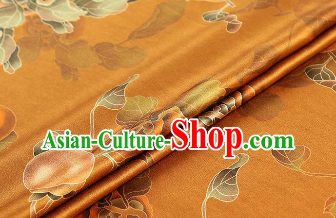 Chinese Traditional Orange Gambiered Guangdong Gauze Cheongsam Silk Drapery Classical Persimmon Pattern Brocade Fabric Chinese Traditional Orange Gambiered Guangdong Gauze Cheongsam Silk Drapery Classical Persimmon Pattern Brocade Fabric