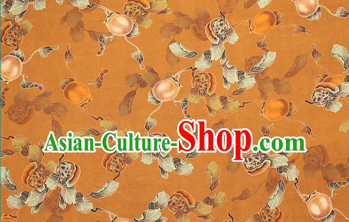 Chinese Traditional Orange Gambiered Guangdong Gauze Cheongsam Silk Drapery Classical Persimmon Pattern Brocade Fabric Chinese Traditional Orange Gambiered Guangdong Gauze Cheongsam Silk Drapery Classical Persimmon Pattern Brocade Fabric