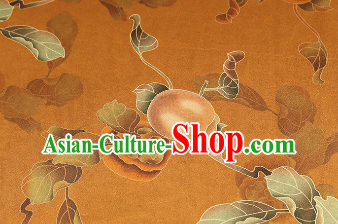 Chinese Traditional Orange Gambiered Guangdong Gauze Cheongsam Silk Drapery Classical Persimmon Pattern Brocade Fabric Chinese Traditional Orange Gambiered Guangdong Gauze Cheongsam Silk Drapery Classical Persimmon Pattern Brocade Fabric