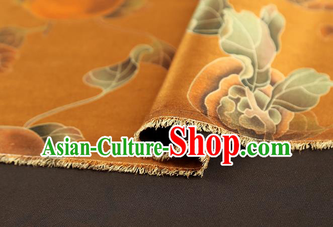 Chinese Traditional Orange Gambiered Guangdong Gauze Cheongsam Silk Drapery Classical Persimmon Pattern Brocade Fabric Chinese Traditional Orange Gambiered Guangdong Gauze Cheongsam Silk Drapery Classical Persimmon Pattern Brocade Fabric