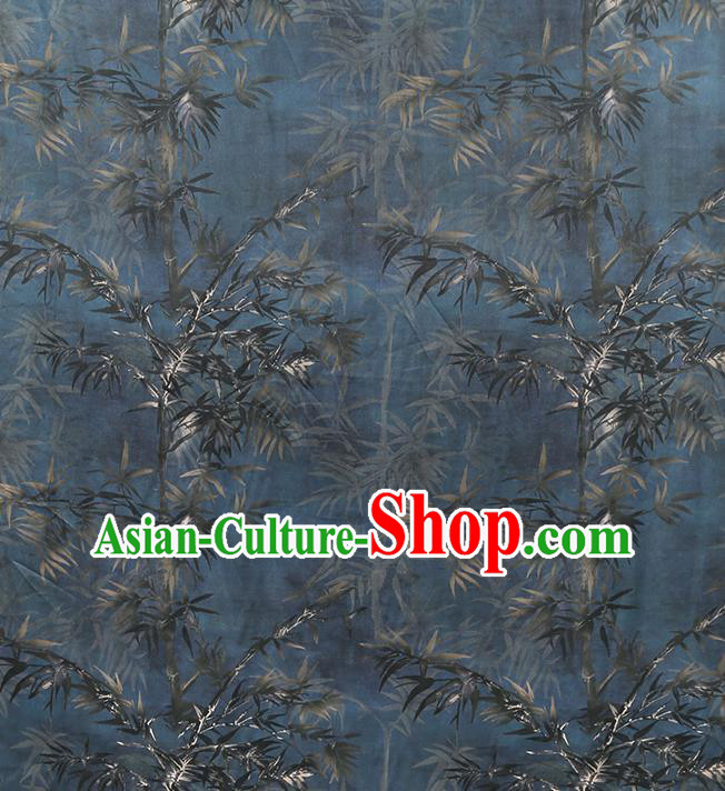 Chinese Traditional Navy Gambiered Guangdong Gauze Cheongsam Silk Drapery Classical Bamboo Pattern Brocade Fabric Chinese Traditional Navy Gambiered Guangdong Gauze Cheongsam Silk Drapery Classical Bamboo Pattern Brocade Fabric